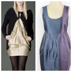 Rhys dwfen Iridescent Deep Silver Cocktail Dress with Pockets size 6